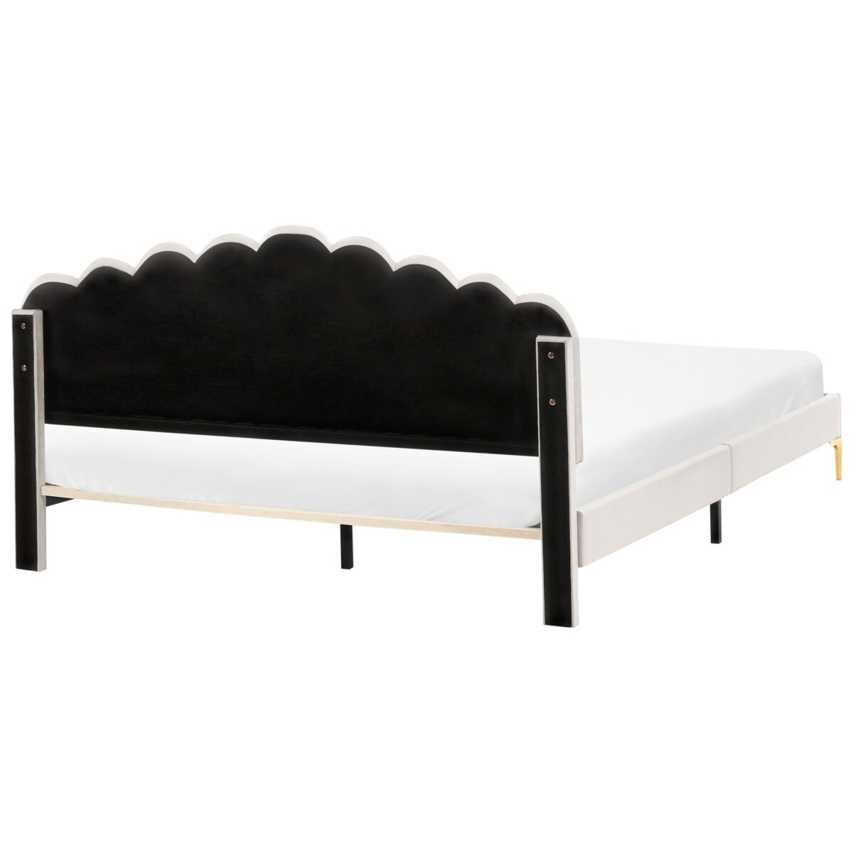 Łóżko Welur SAUVIAN 180 x 200 cm Złamana biel