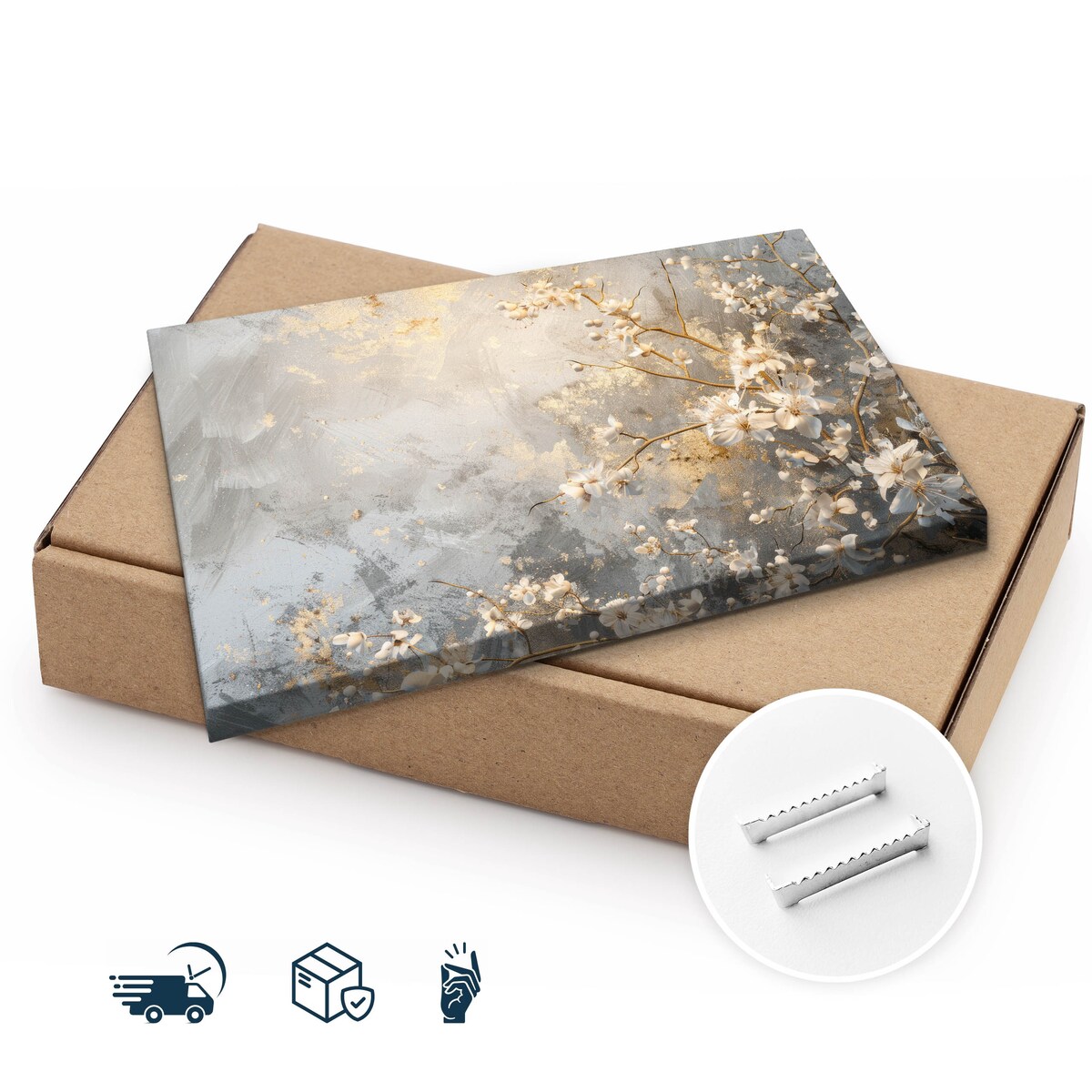 Obraz Canvas Do Salonu Sypialni Japońskie Kwiaty Abstrakcja Beton 70x50cm