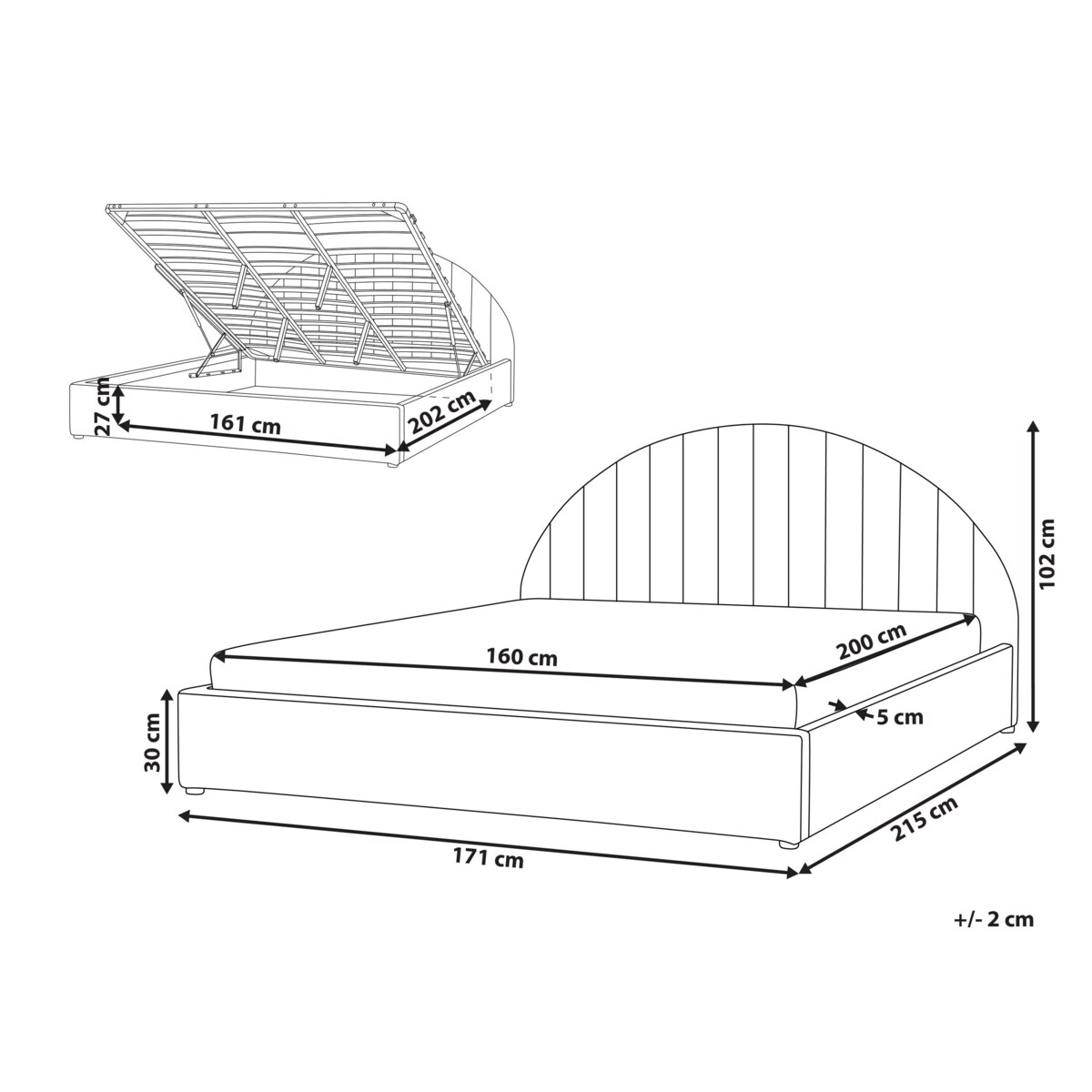 Łóżko z pojemnikiem boucle 160 x 200 cm złamana biel CHADENET