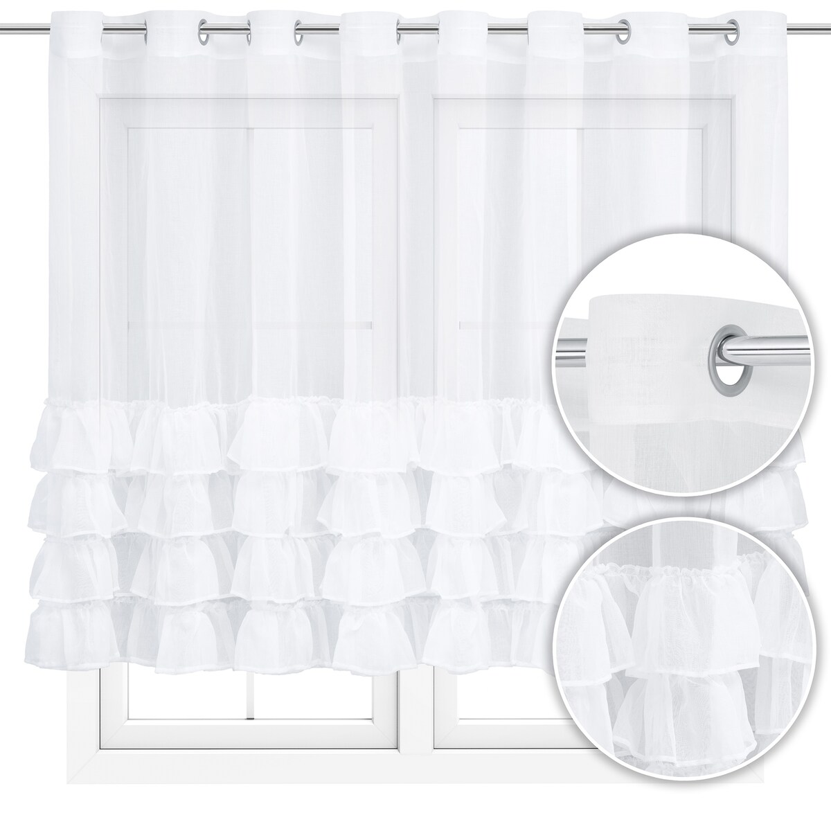 firana krótka z falbanami 400x135 cm