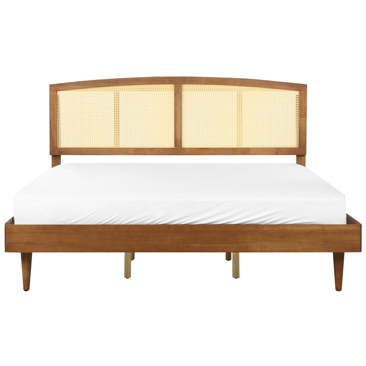 Łóżko LED Rattan VARZY 180 x 200 cm Brązowy