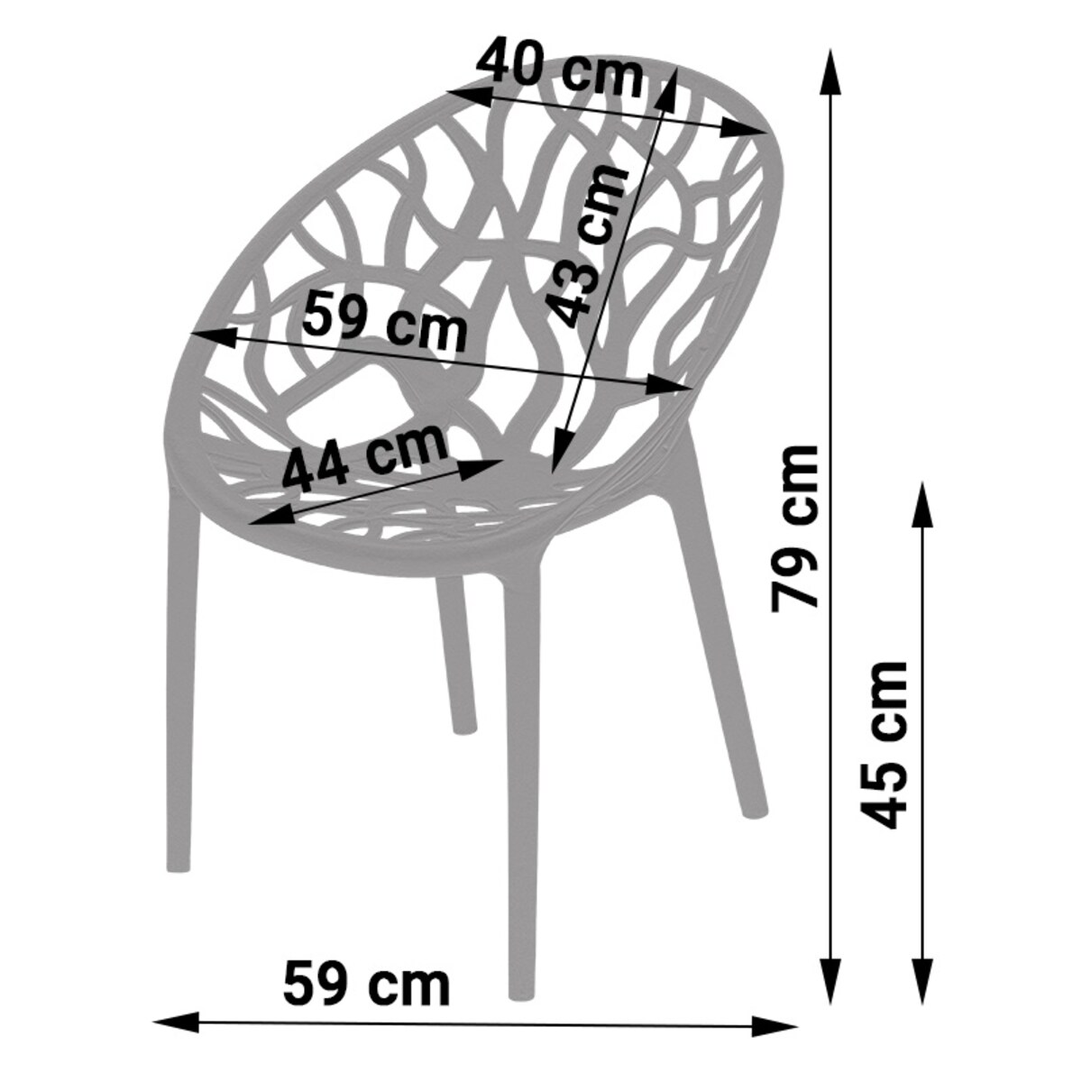 Krzesło plastikowe ażurowe nowoczesne czarne ogrodowe na balkon