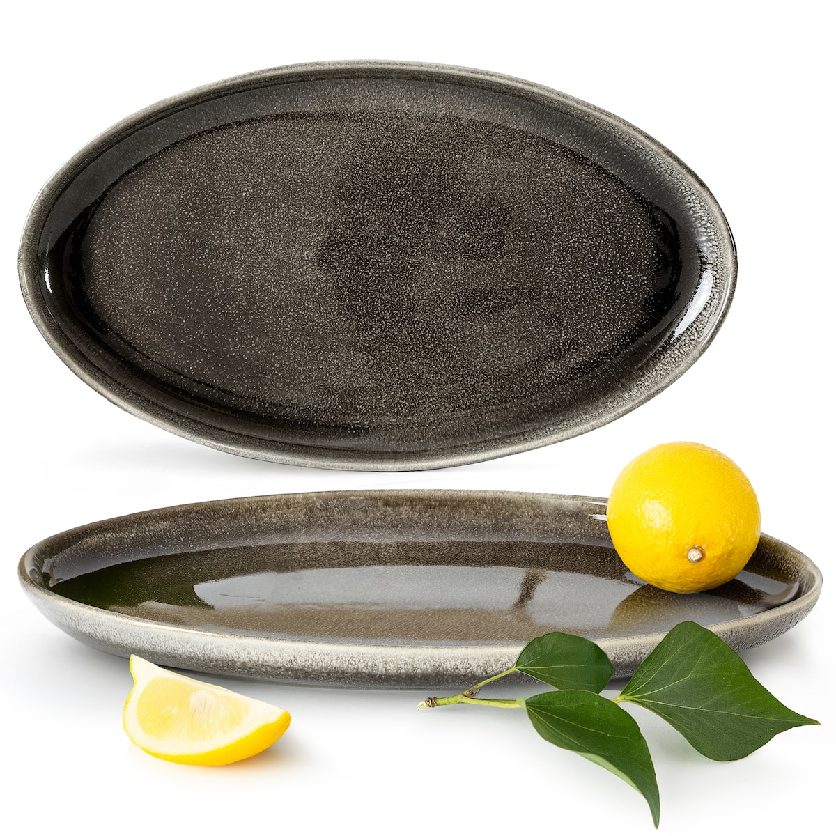 EDA Zestaw półmisków (2 szt.), brązowy/szary/beżowy