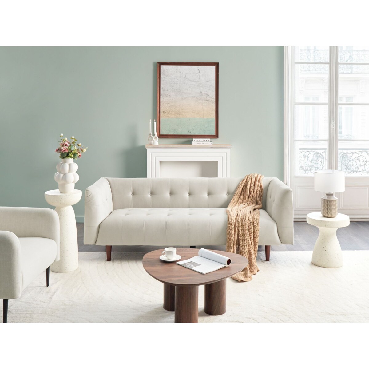 Sofa 3-osobowa jasnobeżowa BYSKE