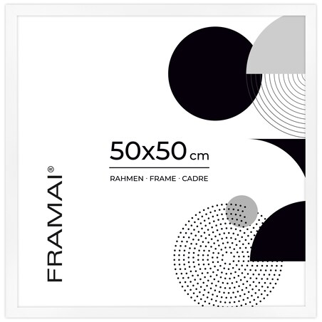 Ramka na zdjęcia 50x50 cm biała rama MDF z plexi do powieszenia pion poziom klasyczna kwadratowa ramka FRAMAI®