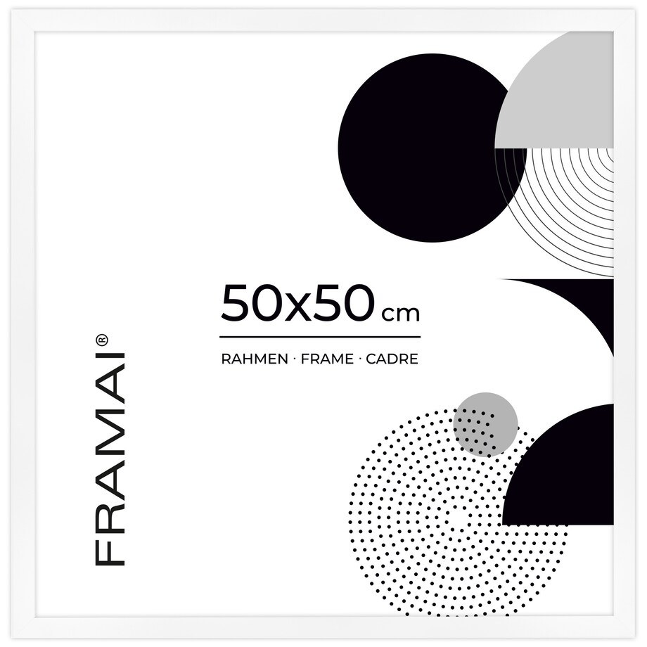 Ramka na zdjęcia 50x50 cm biała rama MDF z plexi do powieszenia pion poziom klasyczna kwadratowa ramka FRAMAI®