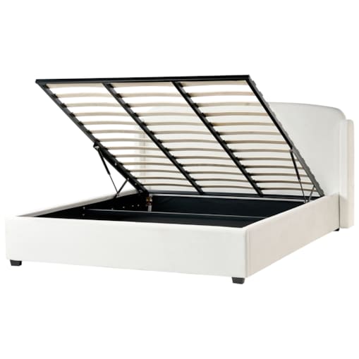 Łóżko z pojemnikiem BERNAY 180 x 200 cm Złamana biel