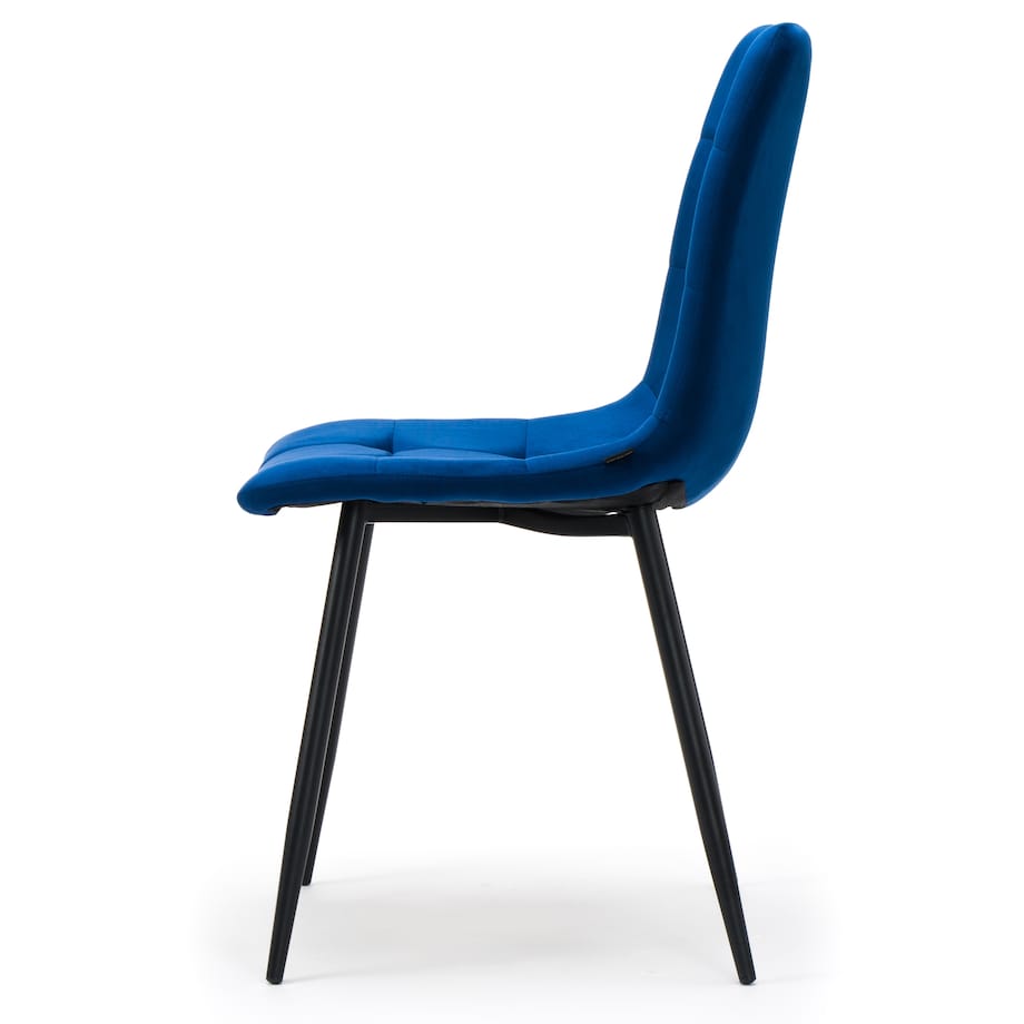 Krzesło tapicerowane pikowane welurowe do salonu jadalni PARMA granatowa