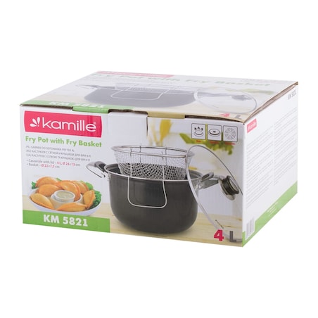 Garnek 24cm 4L + sitkokosz do głębokiego smażenia indukcja na gaz KAMILLE