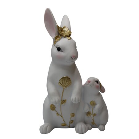 Dekoracja - para białych królików 27x15x611 cm ALBIN z synkiem