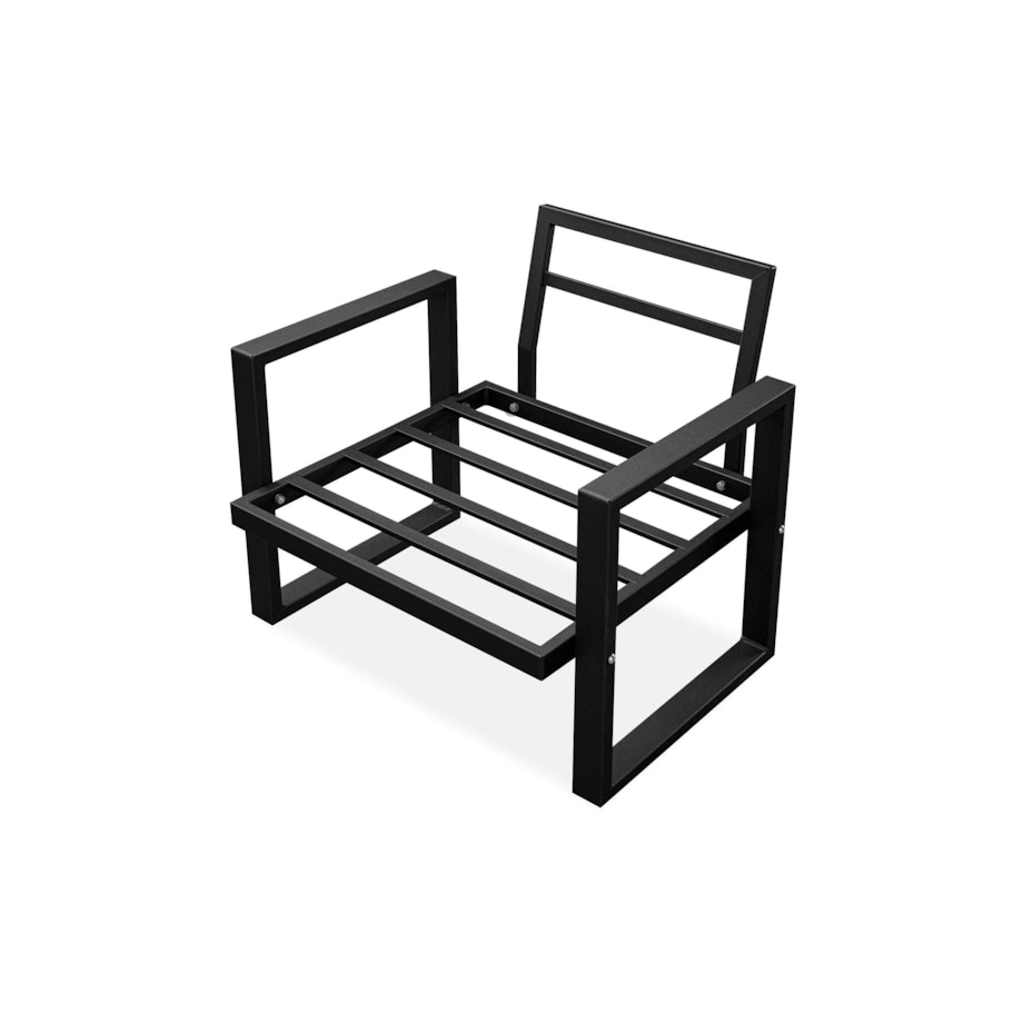 KONSIMO FRENA Stalowy fotel tarasowy w stylu industrialnym, czarny