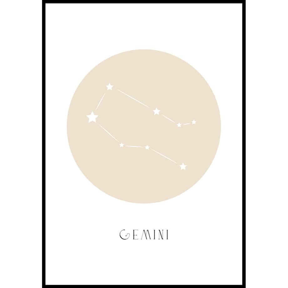 plakat znak zodiaku 2 bliźnięta 21x30 cm