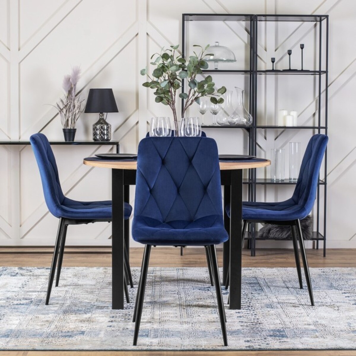 Krzesło Tapicerowane Welurowe Kuchenne Do Jadalni Salonu Loft Granat ROBIN