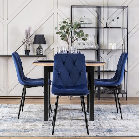 Krzesło Tapicerowane Welurowe Kuchenne Do Jadalni Salonu Loft Granat ROBIN