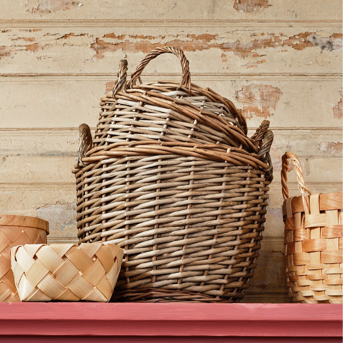 KOSZ DREWNIANY koszyk uniwersalny na warzywa owoce prezent boho 3 szt.