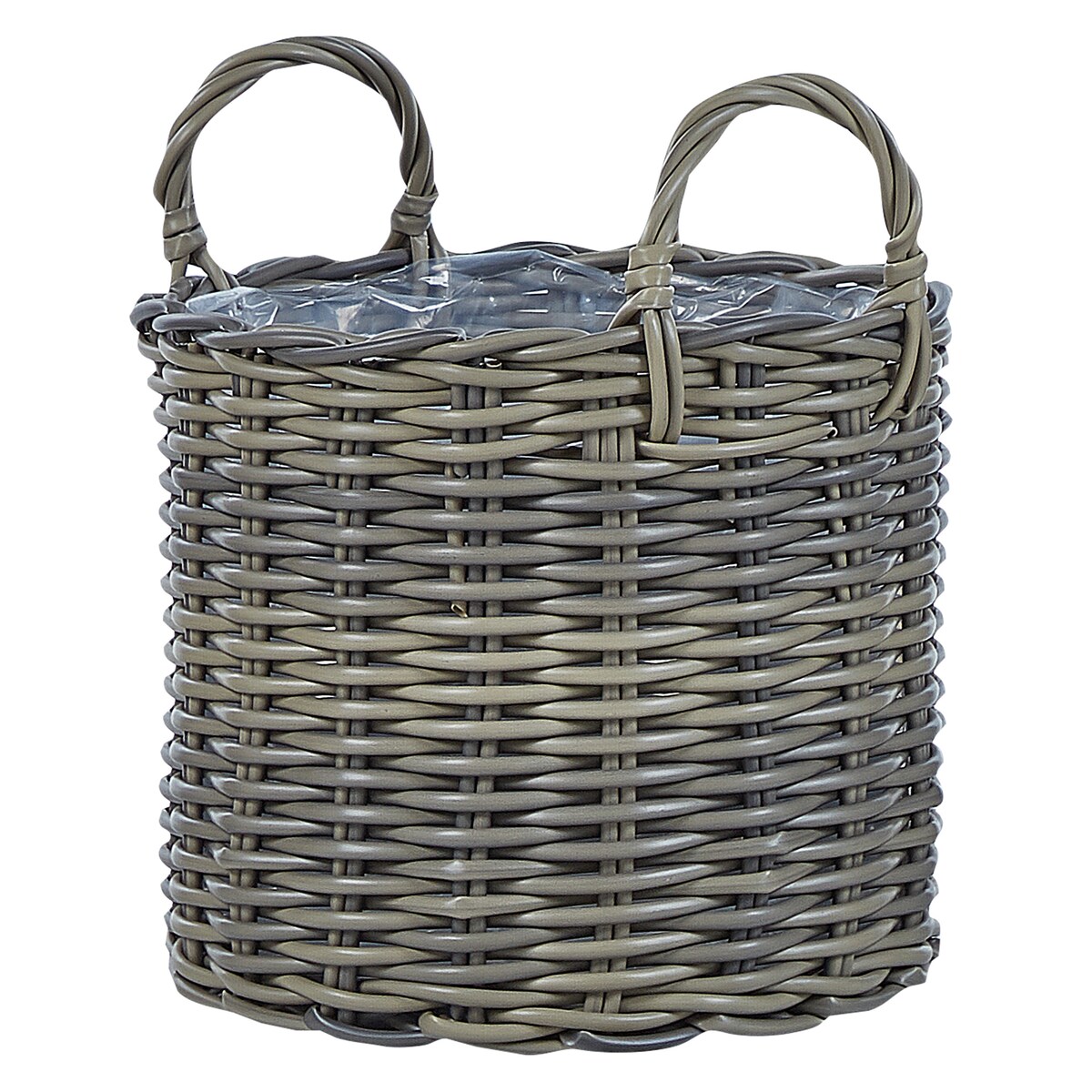 Zestaw 3 koszy na kwiaty NIKITI 29/35/40 cm Beżowoszary Technorattan