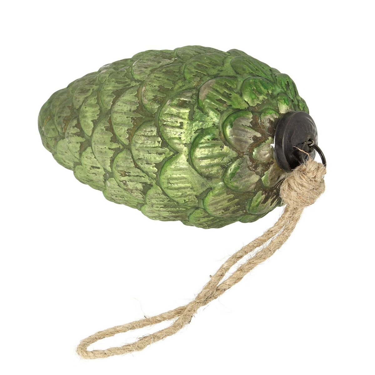 Dekoracja wisząca Green Cone 16cm boże narodzenie, święta, świąteczne, zielony-brązowy, 8 x 8 x 16 cm