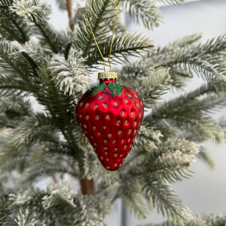 VILLA ITALIA Bombka szklana czerwona TRUSKAWKA 8 cm