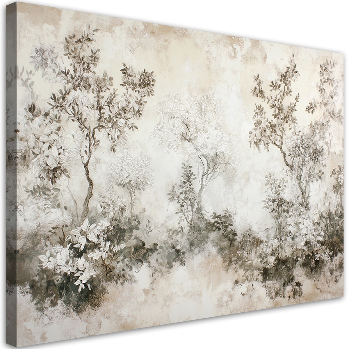 Obraz na płótnie do salonu sypialni jadalni biura Las we mgle beżowo szary 100x70
