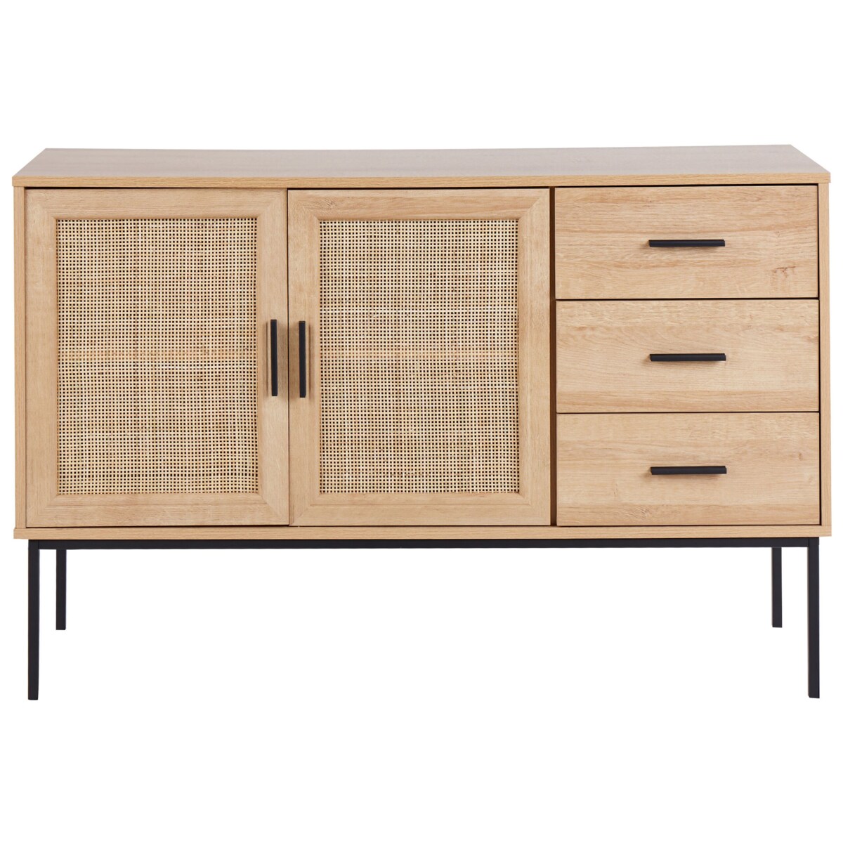 Komoda fronty rattanowe jasne drewno PASCO