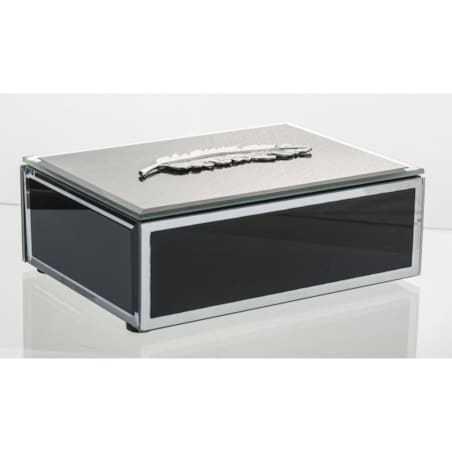 Szkatułka szklana na biżuterię 16x12x6 cm Srebrny Liść