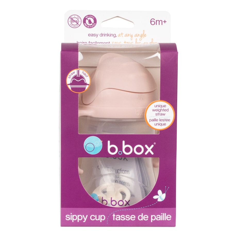 Bidon dla dzieci ze słomką 240 ml - kubek niekapek różowy, b.box