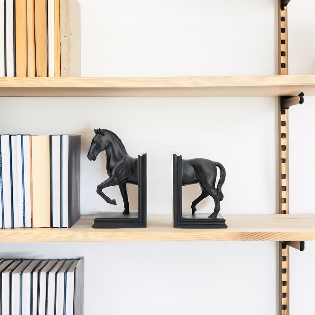 PODPÓRKA DO KSIĄŻEK KOŃ BOOKEND FIGURKA PODPÓRKI CZARNE DO SALONU DOMU