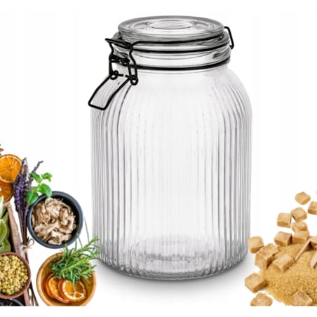 4x Słoik szklany pojemnik na jedzenie makaron grzyby ciastka 1,9 L KLIPS