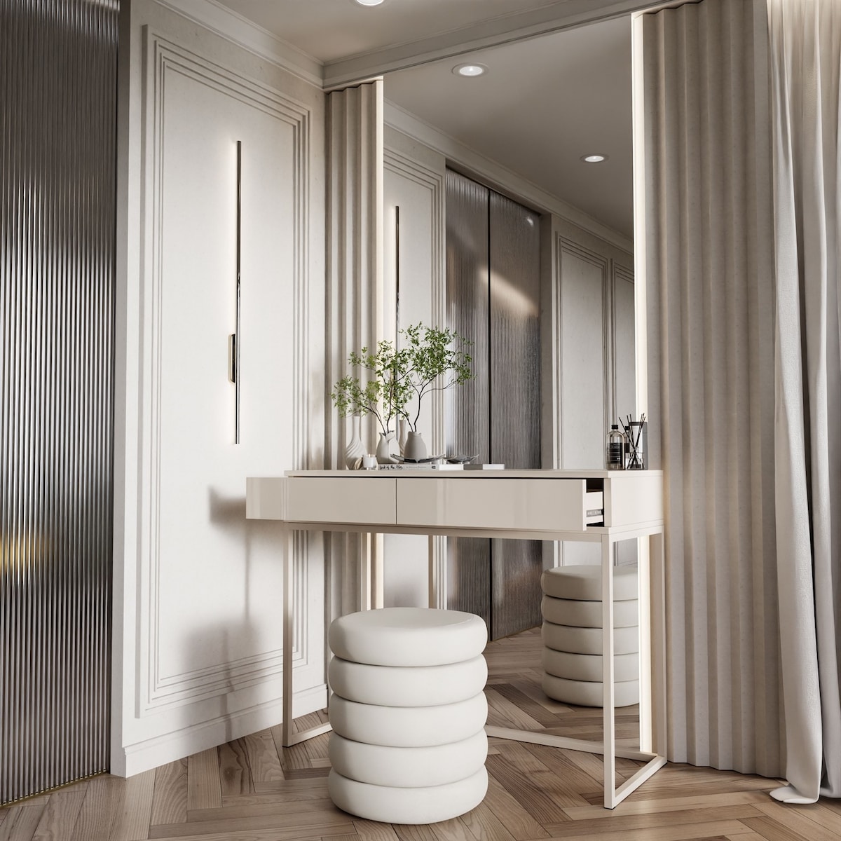 Konsola BLANCO GLAMOUR kaszmir na stelażu kaszmir, push-to-open