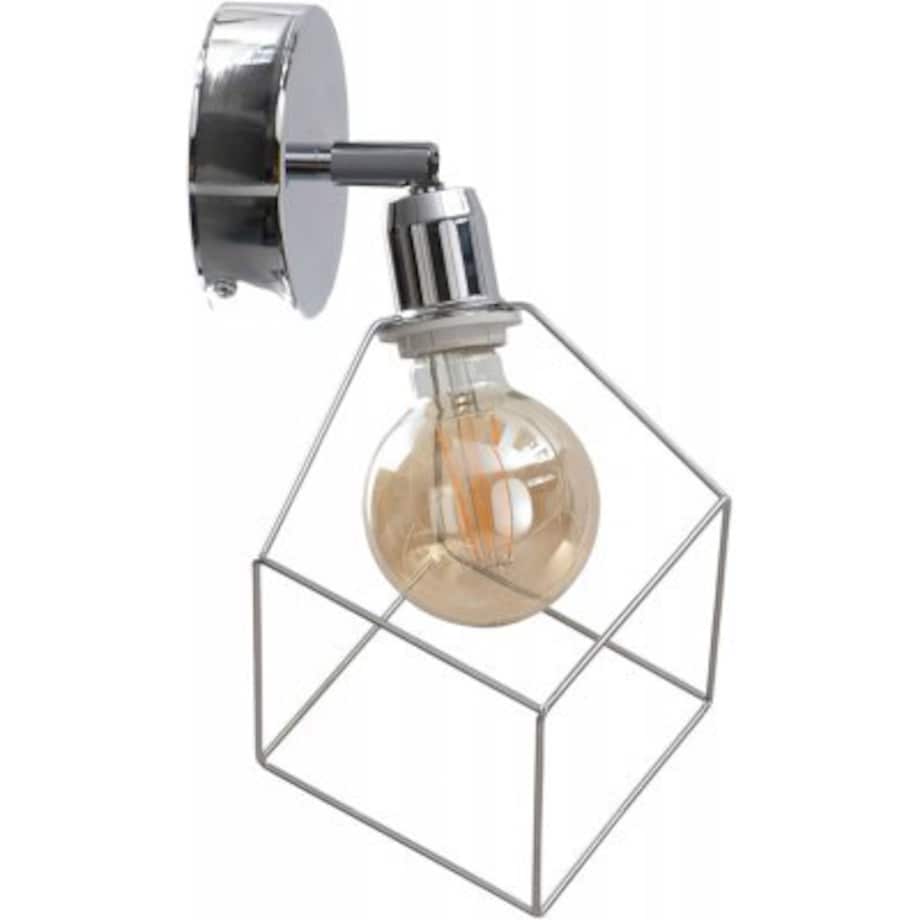 Kinkiet LAMPA ścienna KET771 regulowana OPRAWA druciana klatka srebrna