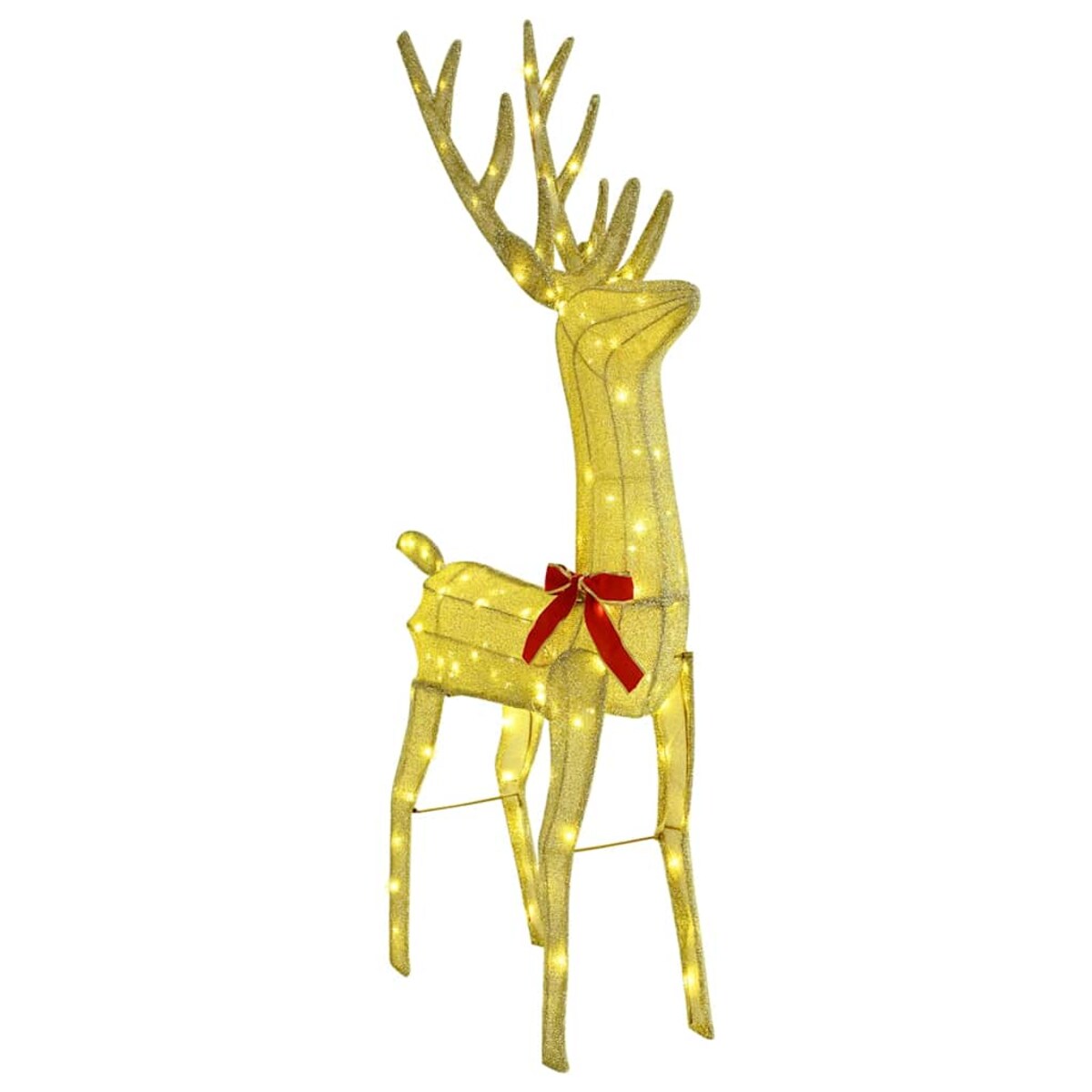 vidaXL Renifer ciągnący sanie Ciepła biel 70 x 26 x 128,5 cm tkanina