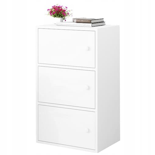 Nowoczesna pojemna komoda szafka duża biała skandynawski loft retro 3 półki