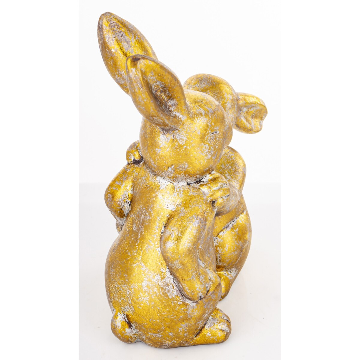 Dekoracja - figurka 2 złote przytulone króliczki 24x19,5x10 cm BRAKUMI-2