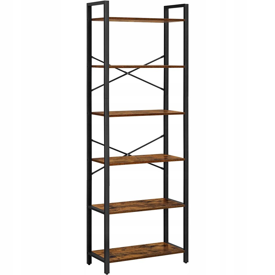 Regał Półka Na Książki 66X30X186 Cm Rustykalny Brąz (Vintage), Czarny