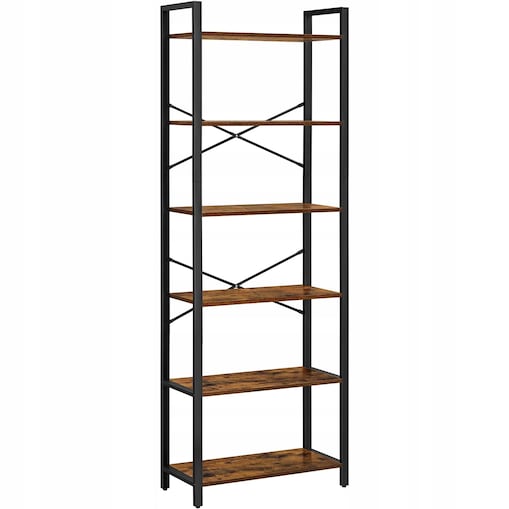 Regał Półka Na Książki 66X30X186 Cm Rustykalny Brąz (Vintage), Czarny