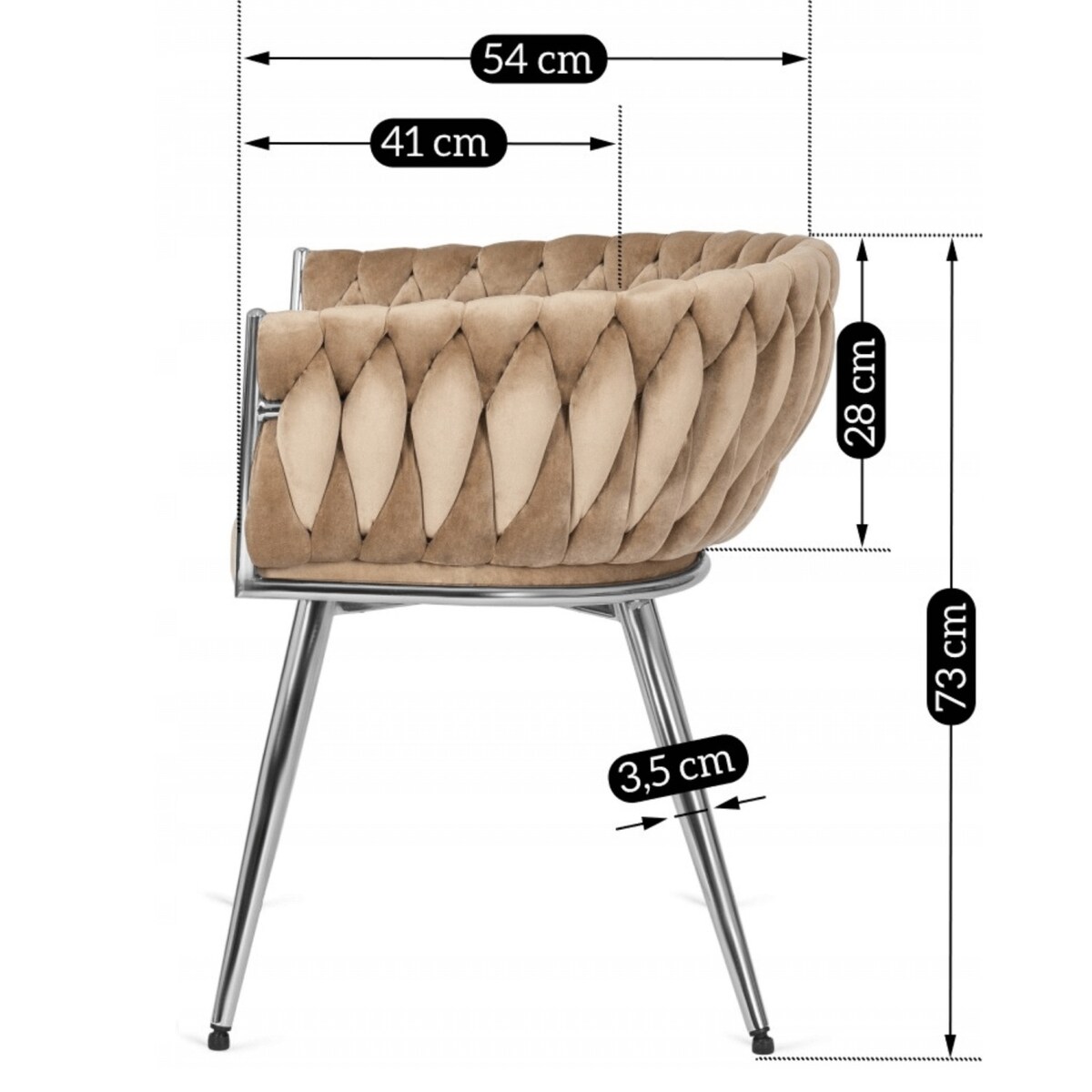 Krzesło Tapicerowane Plecionka Toaletki Loft SIENA Beżowe
