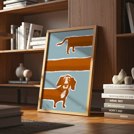 plakat długi pies 70x100