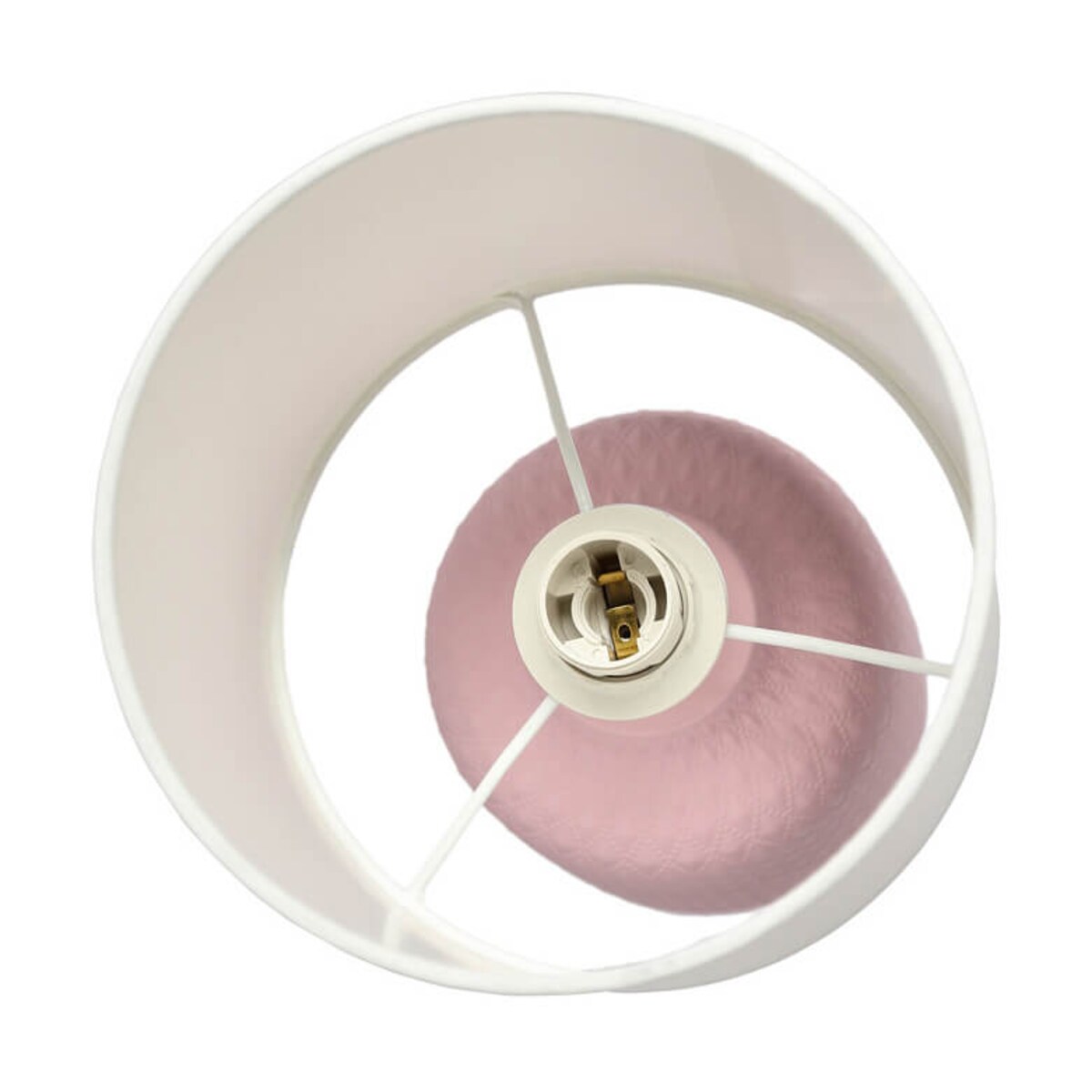 Nocna lampka Iner 41-79855 Candellux ceramika z abażurem biała różowa