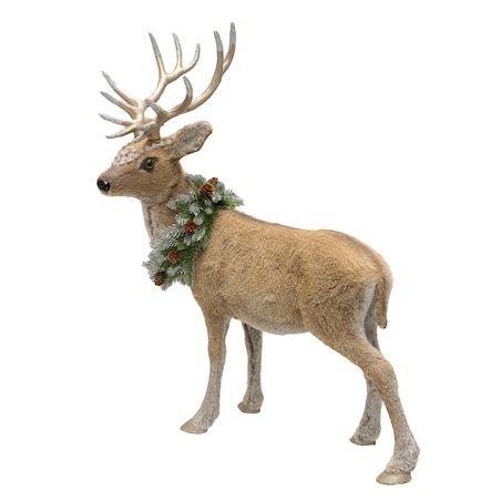 Figurka Winter Deer 60x35x77 cm boże narodzenie, święta, świąteczne, brązowy, 60x35x77 cm