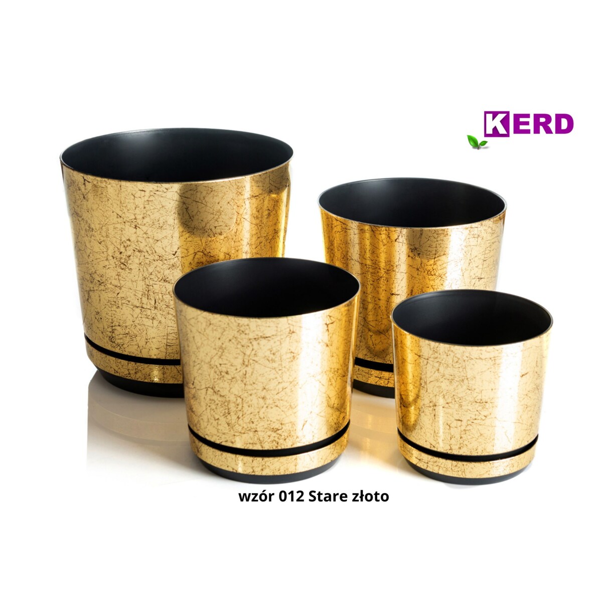 32 cm wzór STARE ZŁOTO Doniczka z podstawką klasyczna elegancka rustykalna postarzane złoto duża szeroka donica