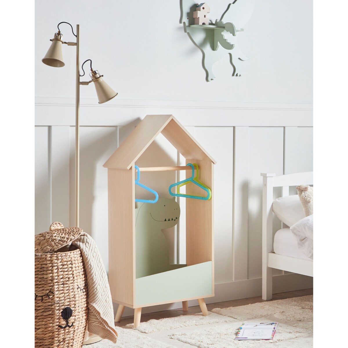 Wieszak na ubrania dla dzieci jasne drewno DURANGO