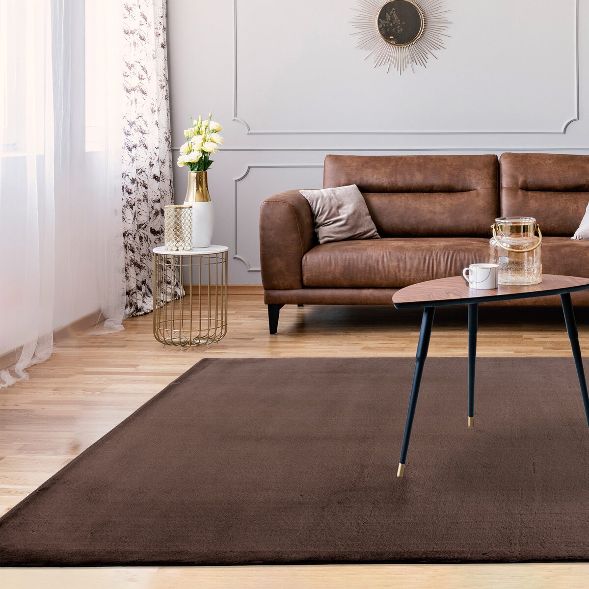 Dywan Rabbit Ciemnobrązowy Futro Królika Topila 4000 futrzany 160x230