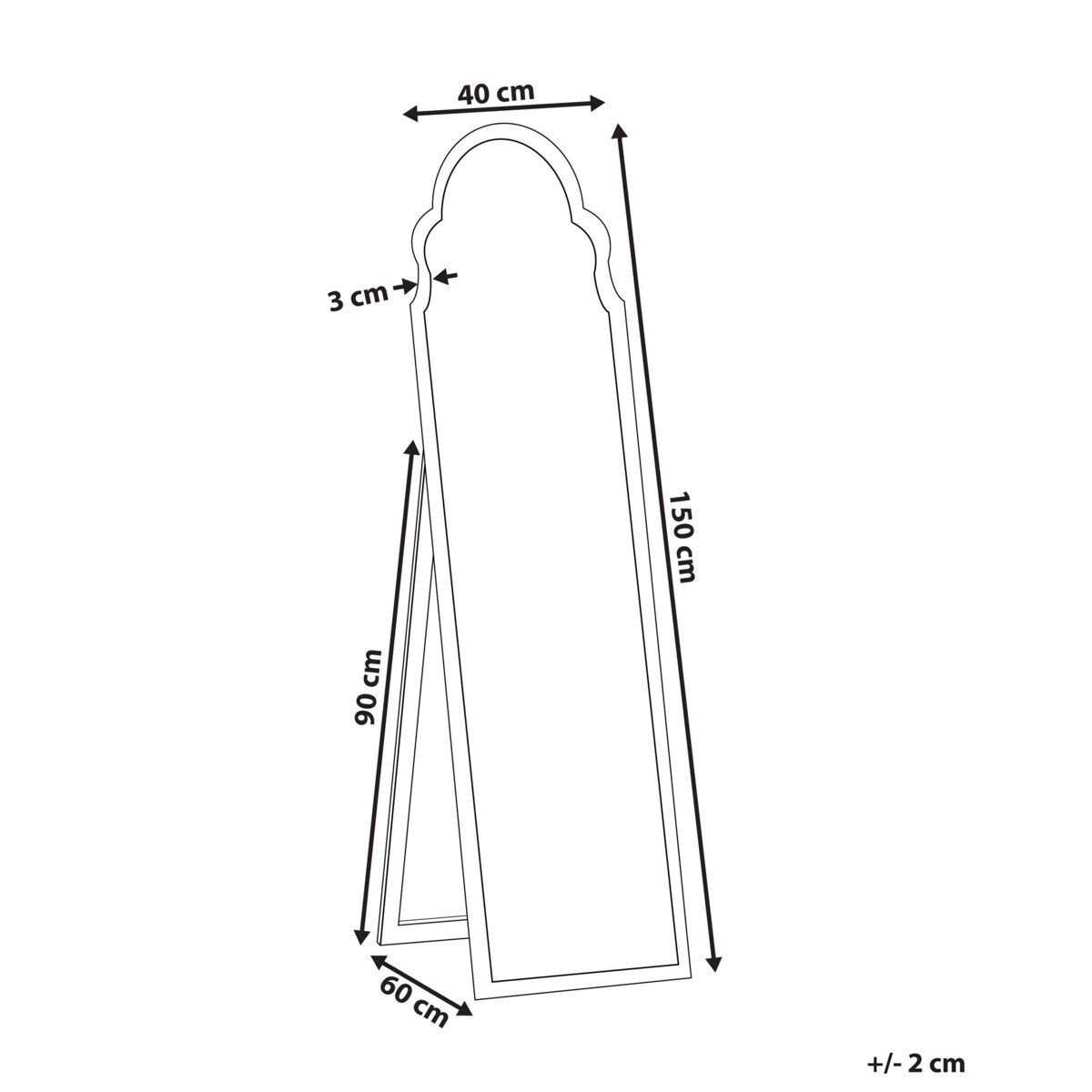 Lustro stojące 40 x 150 cm srebrne CHATILLON