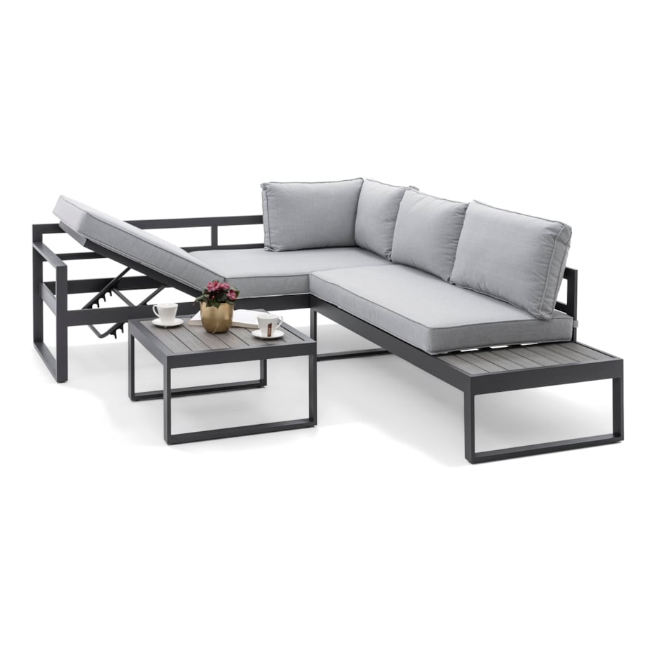 MEBLE OGRODOWE ALUMINIOWE NAROŻNIK NICEA SZARA PRAWA