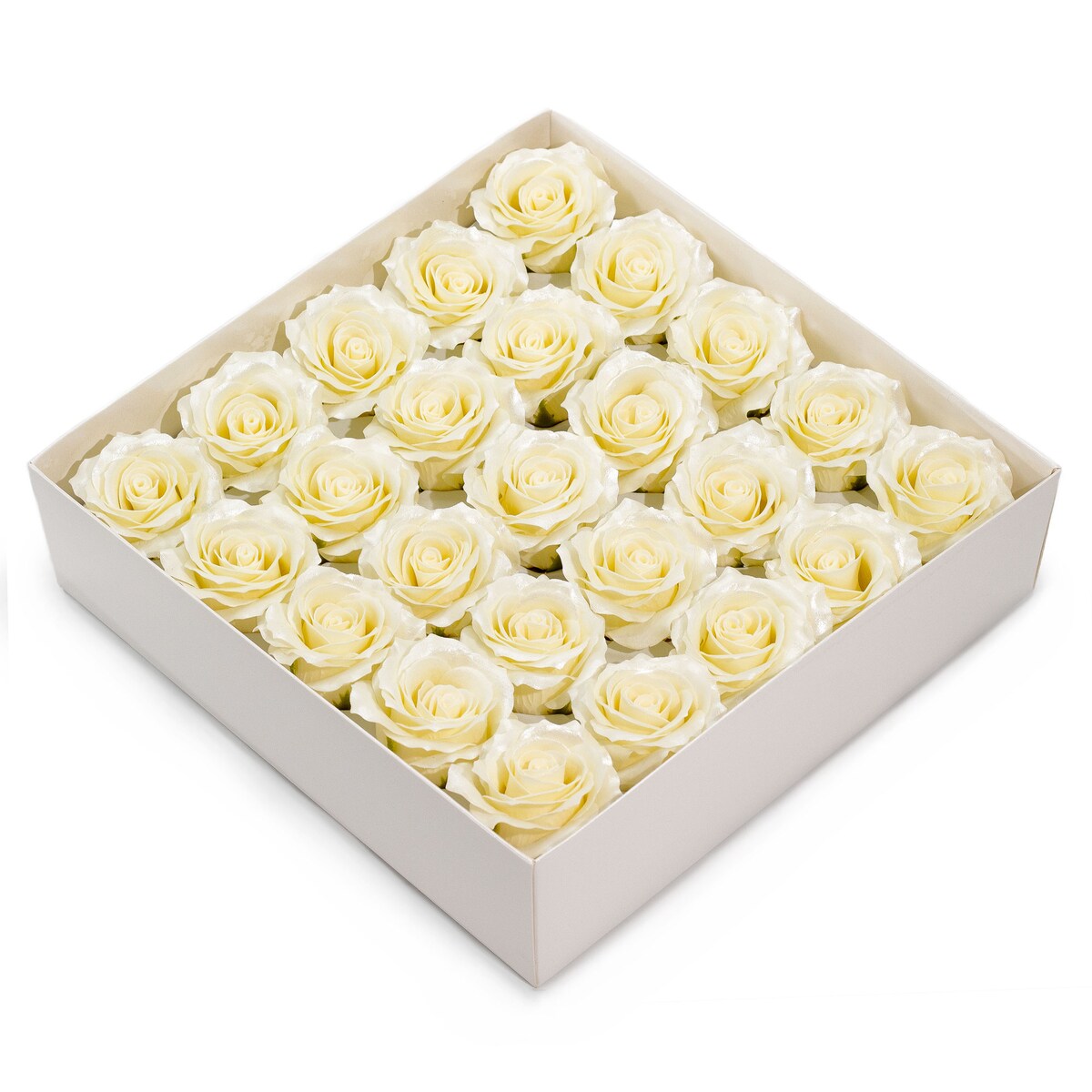 RÓŻA 5 warstwowa Z POŁYSKIEM KREMOWA KWIATY MYDLANE na bukiet stroik 3szt