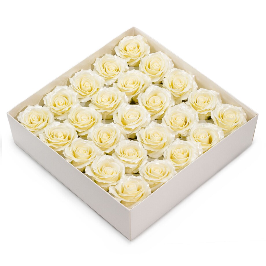 RÓŻA 5 warstwowa Z POŁYSKIEM KREMOWA KWIATY MYDLANE na bukiet stroik 3szt