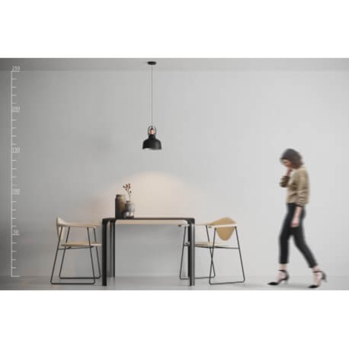 Industrialna lampa wisząca Darling metalowa do holu czarna