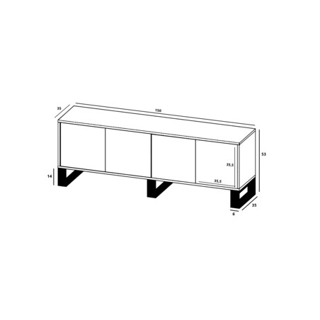 Szafka RTV Loft Komoda Industrialna Dąb Wotan Biały MAT 150 cm