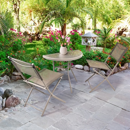 Stół balkonowy stalowy STOLIK ogrodowy na taras szkło hartowane do ogrodu