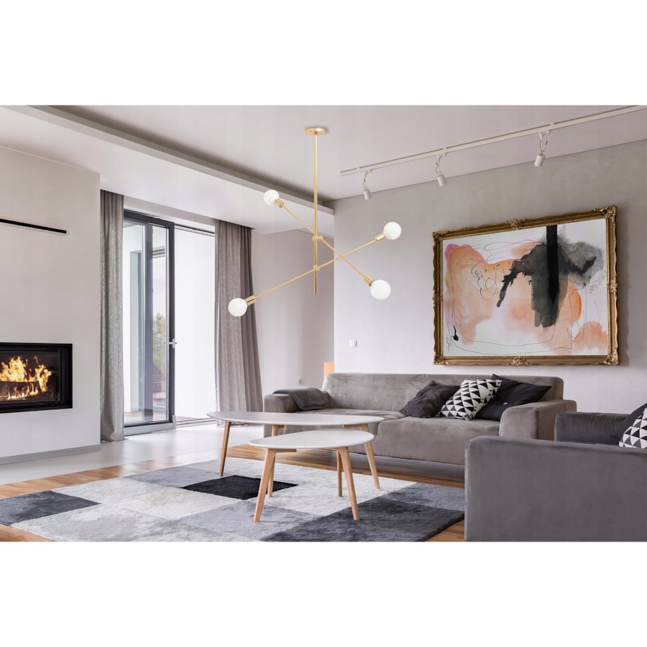 Lampa Sufitowa Żyrandol App479 Metal Złota Loft
